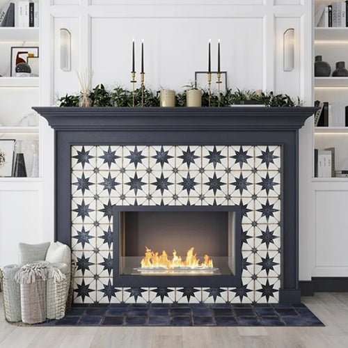 Celestial Porcelain Navy Compass Tile Matte 3