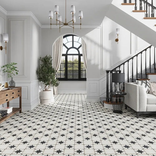 Celestial Porcelain Navy Compass Tile Matte 4