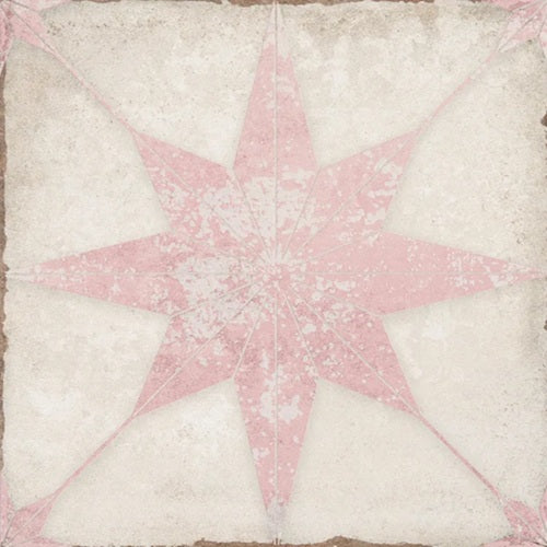 Celestial Porcelain Pink Compass Tile Matte 1