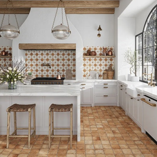 Celestial Porcelain Terracotta Compass Tile Matte 3