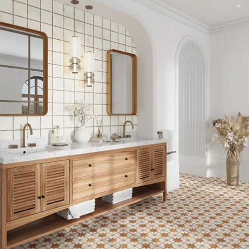 Celestial Porcelain Terracotta Compass Tile Matte 4