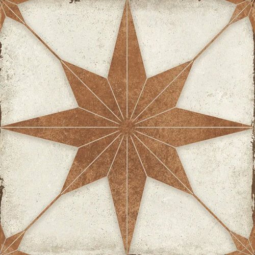 Celestial Porcelain Terracotta Compass Tile Matte 1
