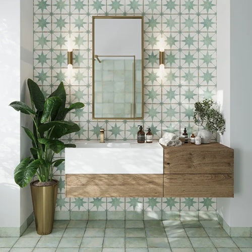 Celestial Porcelain Turquoise Compass Tile Matte 3