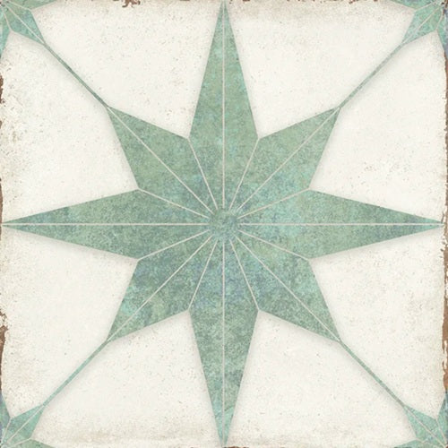Celestial Porcelain Turquoise Compass Tile Matte 1