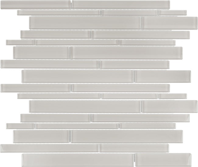 Full Sheet Sample - Aquatica Element Mist Random Linear Glass Mosaic - 11.75" x 11.75" Glossy