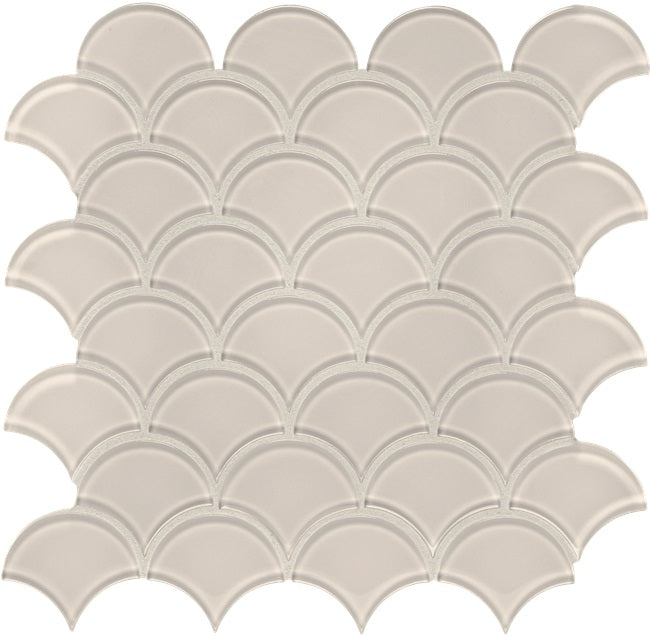 Full Sheet Sample - Aquatica Element Mist Scallop Glass Mosaic - 11.75" x 11.75" Glossy