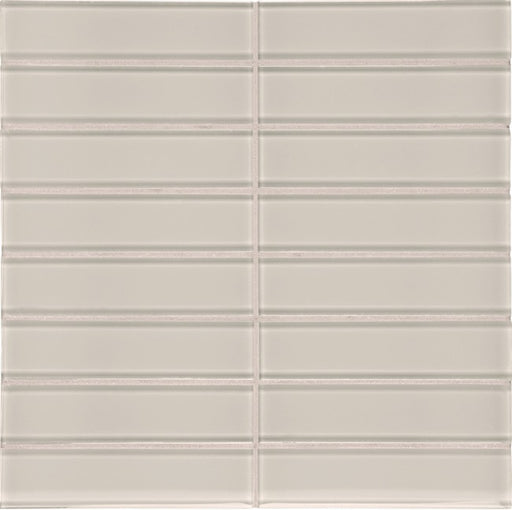 Full Sheet Sample - Aquatica Element Mist Stacked Glass Mosaic - 1.50" x 6" x 8 MM Glossy