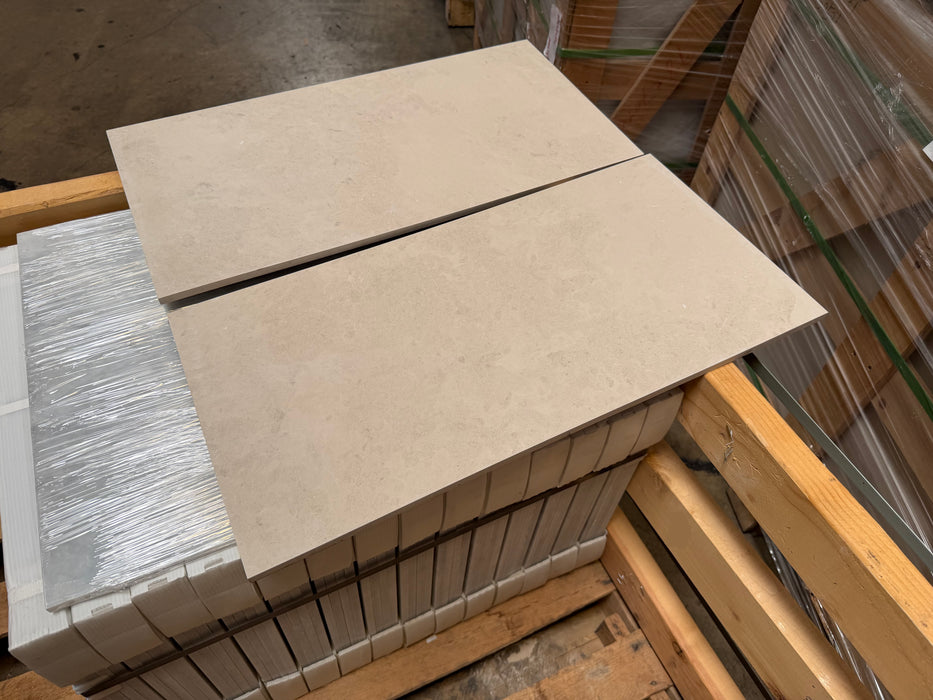 Honed Moroccan Limestone Tile - 12" x 24"