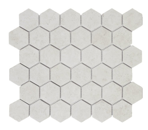 Full Sheet Sample - Gallery Tuscan Bianco Hexagon Porcelain Mosaic - 2" x 2" Matte