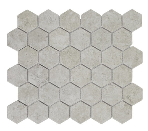 Full Sheet Sample - Gallery Tuscan Grigio Hexagon Porcelain Mosaic - 2" x 2" Matte