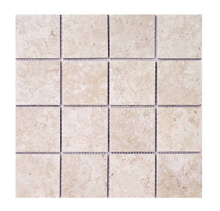 Full Sheet Sample - Gallery Tuscan Beige Porcelain Mosaic - 3" x 3" Matte