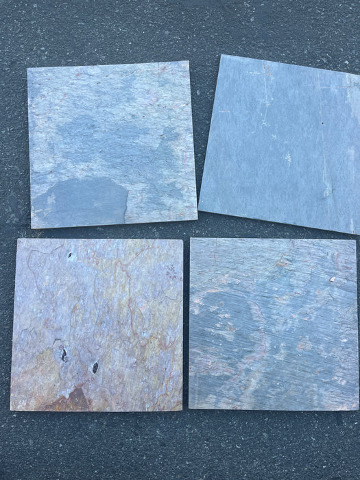 Multi Color Classic Slate Tile - 12" x 12" Natural Cleft Face, Gauged Back
