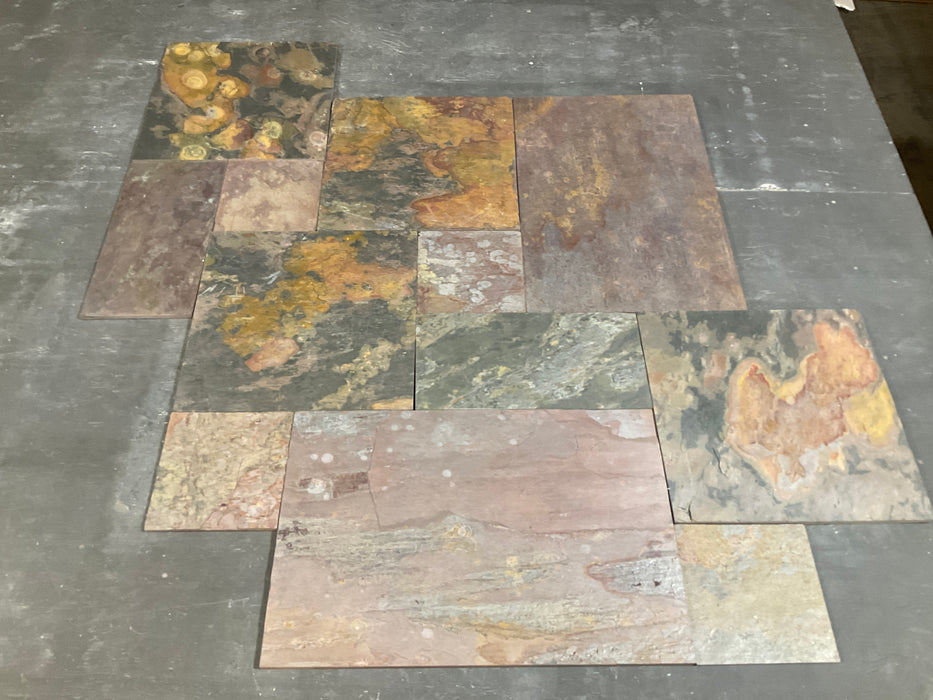 Multi Color Classic Slate Versailles Pattern - Natural Cleft Face, Gauged Back