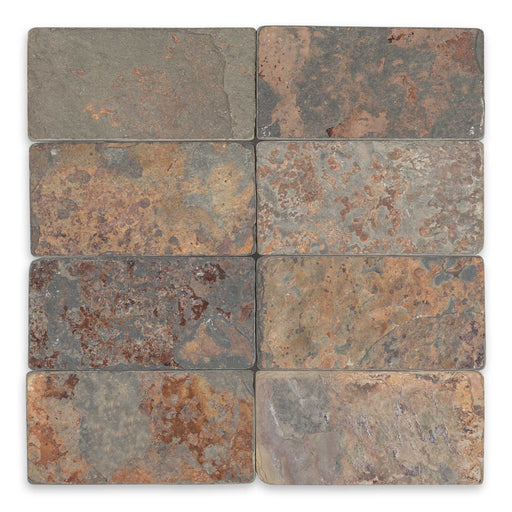 Full Tile Sample - Multi Color Classic Slate Tile - 4" x 4" x 3/8" Tumbled