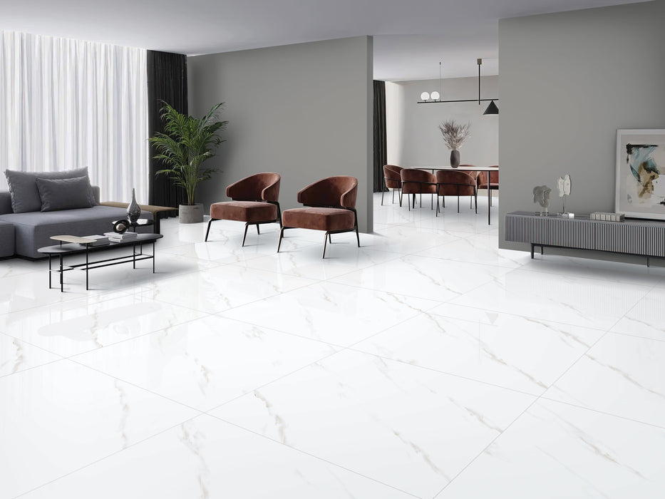Mysterious Carrara Porcelain White Tile Polish 2