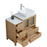 CVC Natural Oak Solid Wood with Basin Engineered Marble Top and Mirror CVC24 Bathroom Cabinet - 84" x 18.5" x 36"