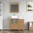 CVC Natural Oak Solid Wood with Basin Engineered Marble Top and Mirror CVC24 Bathroom Cabinet - 84" x 18.5" x 36"