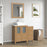 CVC Natural Oak Solid Wood with Basin Engineered Marble Top and Mirror CVC24 Bathroom Cabinet - 84" x 18.5" x 36"