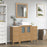 CVC Natural Oak Solid Wood with Basin Engineered Marble Top and Mirror CVC24 Bathroom Cabinet - 48" x 18.5" x 36"