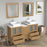 CVC Natural Oak Solid Wood with Basin Engineered Marble Top and Mirror CVC24 Bathroom Cabinet - 60" x 18.5" x 36"