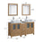 CVC Natural Oak Solid Wood with Basin Engineered Marble Top and Mirror CVC24 Bathroom Cabinet - 72" x 18.5" x 36"