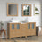 CVC Natural Oak Solid Wood with Basin Engineered Marble Top and Mirror CVC24 Bathroom Cabinet - 72" x 18.5" x 36"