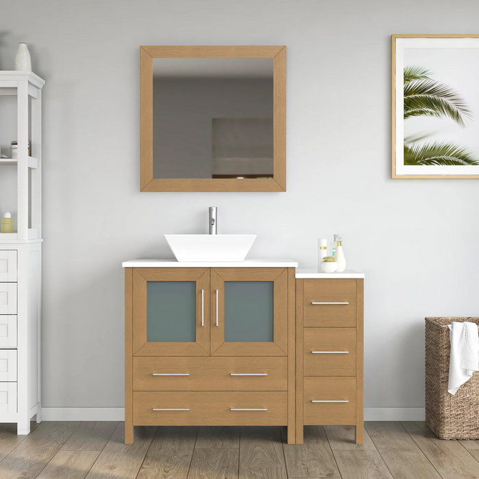 CVC Solid Wood Natural Oak Bathroom Cabinet Natural Oak
