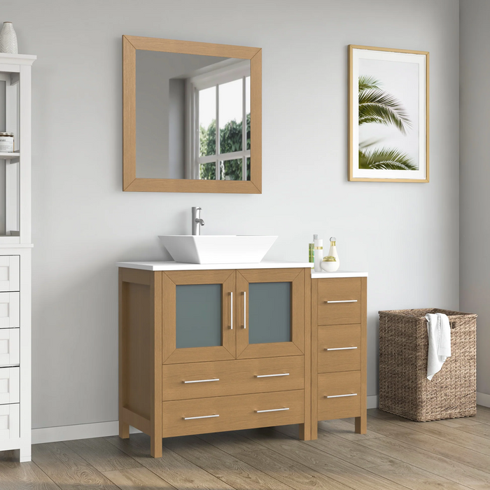 CVC Solid Wood Natural Oak Bathroom Cabinet Natural Oak