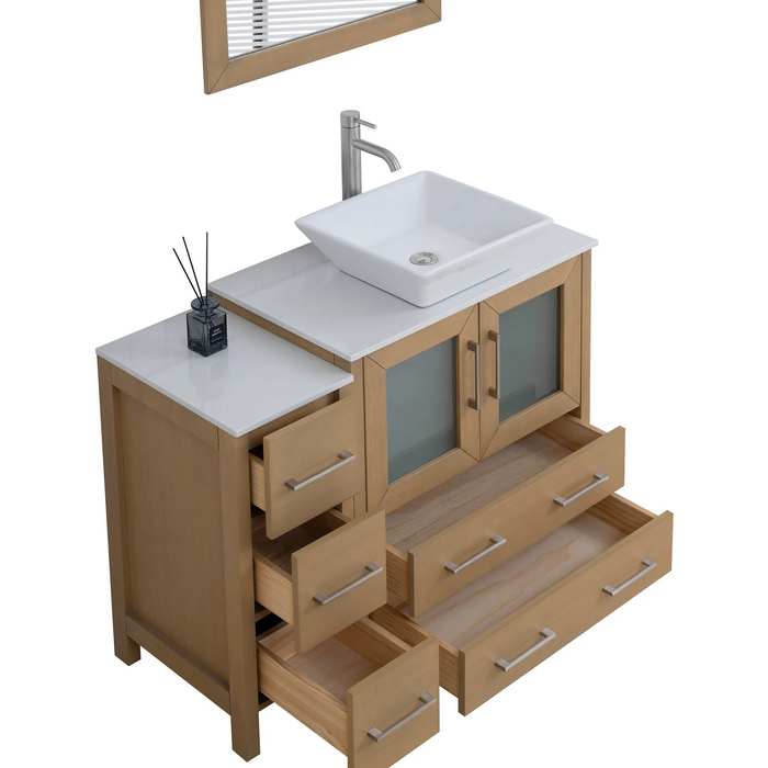 CVC Solid Wood Natural Oak Bathroom Cabinet Natural Oak