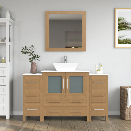 CVC Solid Wood Natural Oak Bathroom Cabinet Natural Oak
