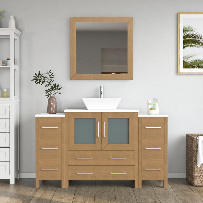 CVC Solid Wood Natural Oak Bathroom Cabinet Natural Oak