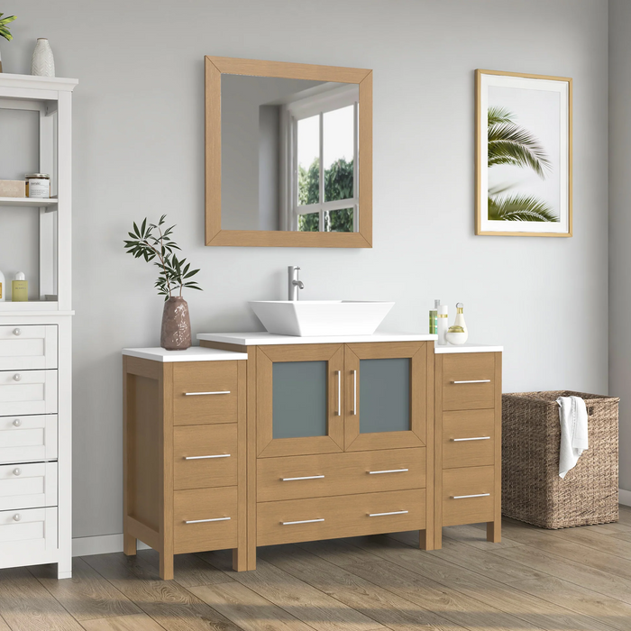 CVC Solid Wood Natural Oak Bathroom Cabinet Natural Oak