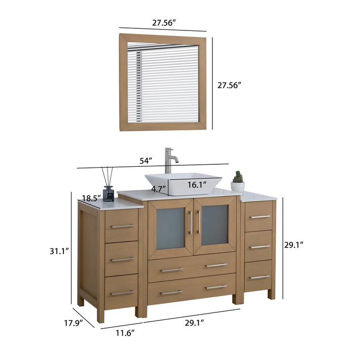 CVC Solid Wood Natural Oak Bathroom Cabinet Natural Oak