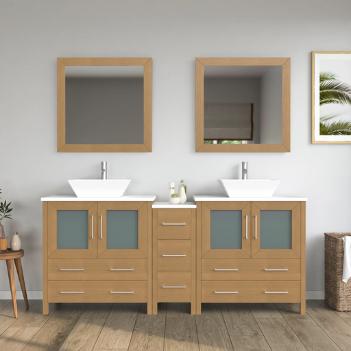 CVC Solid Wood Natural Oak Bathroom Cabinet Natural Oak