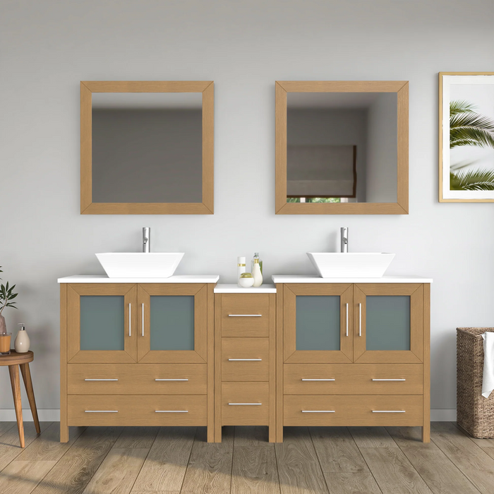 CVC Solid Wood Natural Oak Bathroom Cabinet Natural Oak