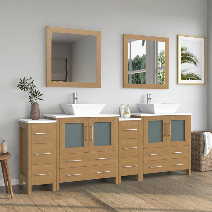 CVC Solid Wood Natural Oak Bathroom Cabinet Natural Oak