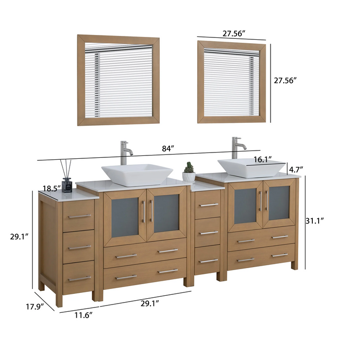 CVC Solid Wood Natural Oak Bathroom Cabinet Natural Oak