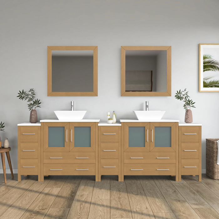 CVC Solid Wood Natural Oak Bathroom Cabinet Natural Oak