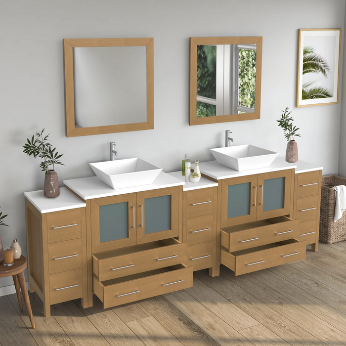 CVC Solid Wood Natural Oak Bathroom Cabinet Natural Oak