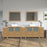 CVC Natural Oak Solid Wood with White Engineered Marble Top and Mirror CVC36 Bathroom Cabinet - 108" x 18.5" x 36"