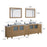 CVC Natural Oak Solid Wood with White Engineered Marble Top and Mirror CVC36 Bathroom Cabinet - 108" x 18.5" x 36"
