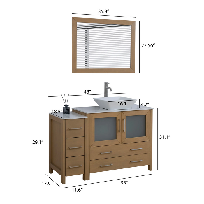 CVC Solid Wood Natural Oak Bathroom Cabinet Natural Oak
