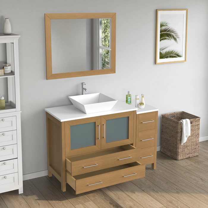 CVC Solid Wood Natural Oak Bathroom Cabinet Natural Oak
