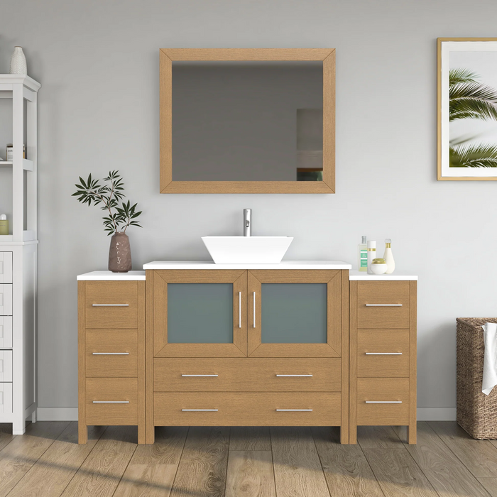 CVC Solid Wood Natural Oak Bathroom Cabinet Natural Oak