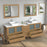 CVC Natural Oak Solid Wood with White Engineered Marble Top and Mirror CVC36 Bathroom Cabinet - 84" x 18.5" x 36"
