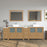 CVC Natural Oak Solid Wood with White Engineered Marble Top and Mirror CVC36 Bathroom Cabinet - 96" x 18.5" x 36"