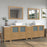 CVC Natural Oak Solid Wood with White Engineered Marble Top and Mirror CVC36 Bathroom Cabinet - 96" x 18.5" x 36"