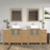 CVC Natural Oak Solid Wood with Basin Engineered Marble Top and Mirror CVC24 Bathroom Cabinet - 84" x 36" 1