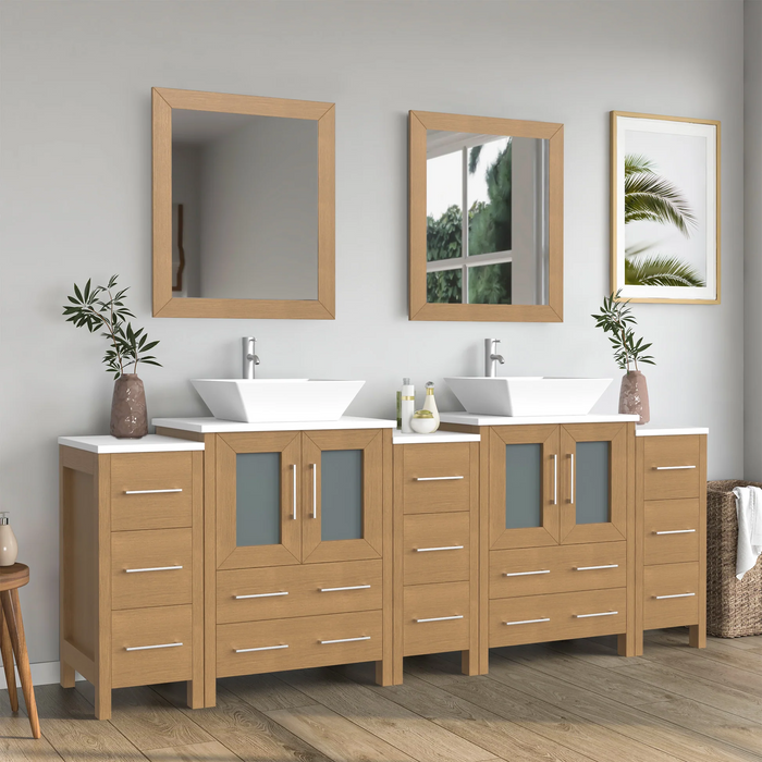 CVC Solid Wood Natural Oak Bathroom Cabinet Natural Oak 2