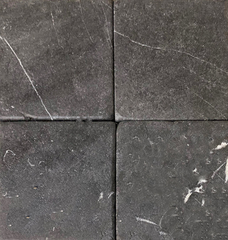 Full Tile Sample - Nero Marquina Marble Tile - 12" x 12" x 3/8" Tumbled